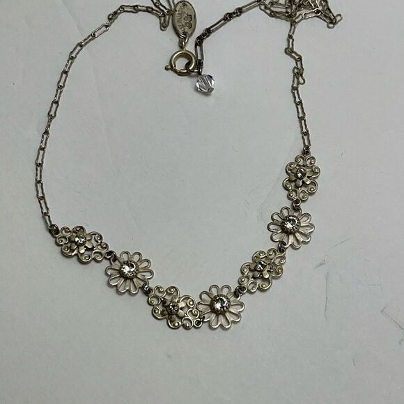 LIZ PALACIOS necklace mini flowers rhinestone - Picture 5 of 11